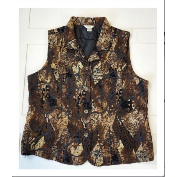 Christopher & Banks Brown Textured Button Front Vest XL - Picture 9 of 12